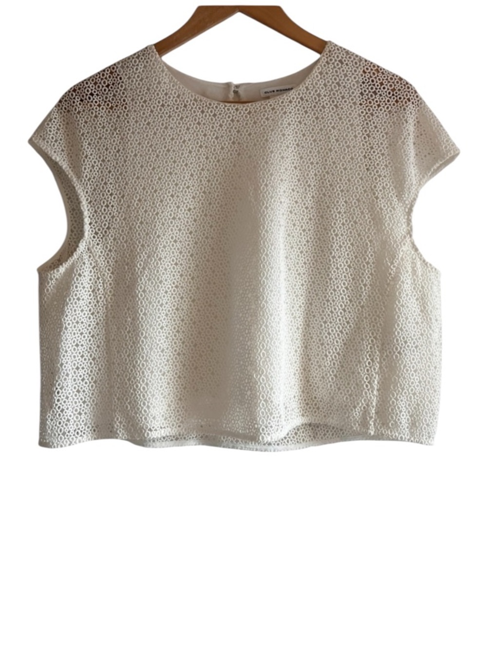 Club Monaco lace eyelet sleeveless cropped white top size L excellent condition